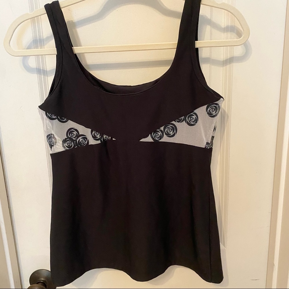 NWOT Black Flowers Eliza Audley Tank Top